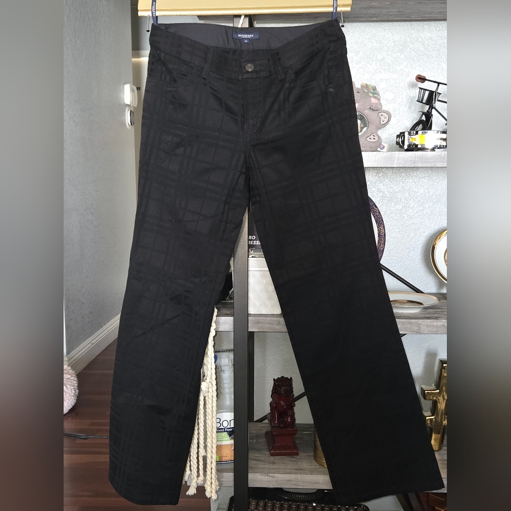 Burberry Black Trousers with Button Detail 97% Cotton 3% Polyurethane